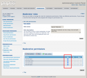 Create new moderator role, screen 2